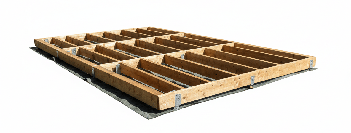 Medinės terasos karkasas montuojamas ant sraigtinių polių