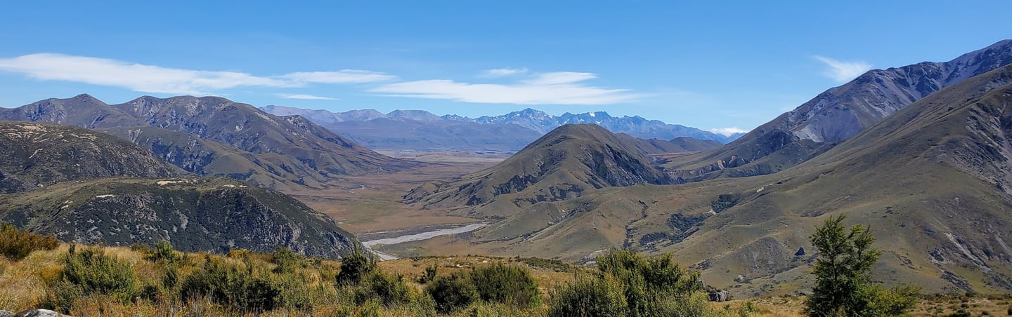 looking west down ashburton river valley