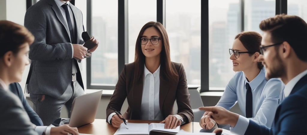 A friendly professional in a modern office, ready to assist with financial questions.