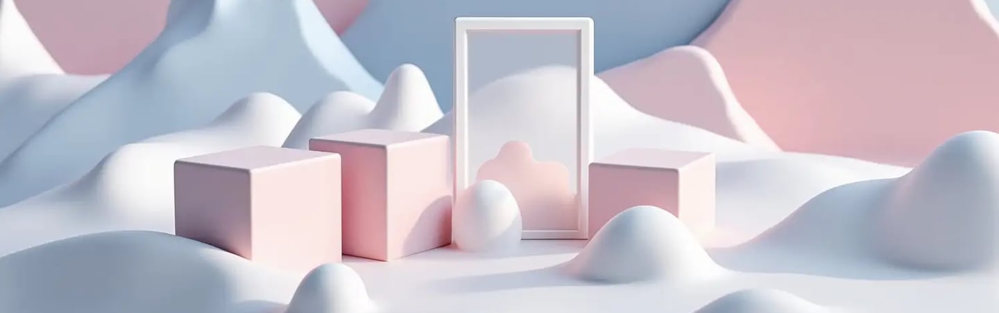 Full-width abstract artwork — smooth Nordic contours in soft tones, inspired by winter stillness.