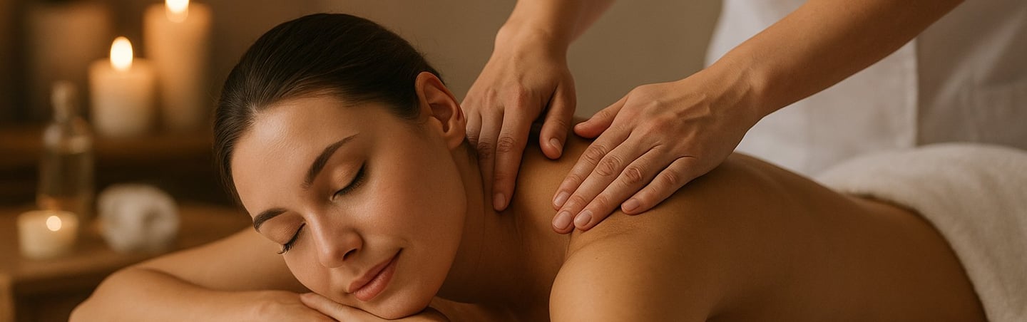 a woman getting a massage at a spa