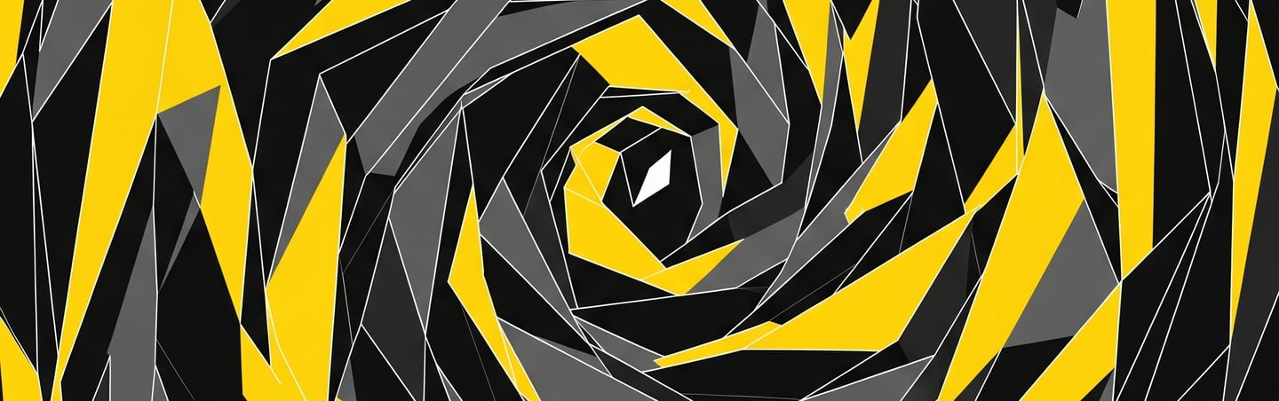 a black and yellow abstract geometrical design