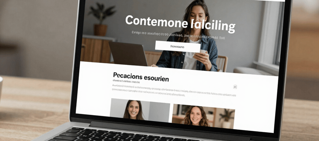 A sleek, modern laptop displaying a clean, minimalist website design on its screen.