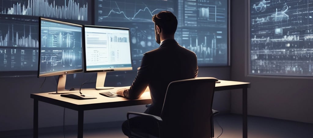 Professional headshot of a confident marketing strategist working with charts and data on a laptop in a modern office.