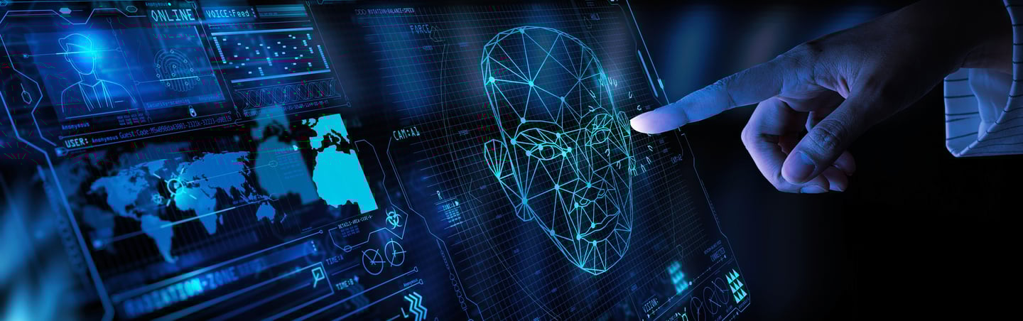 Digital representation of facial recognition and non-verbal communication, highlighting the role of 