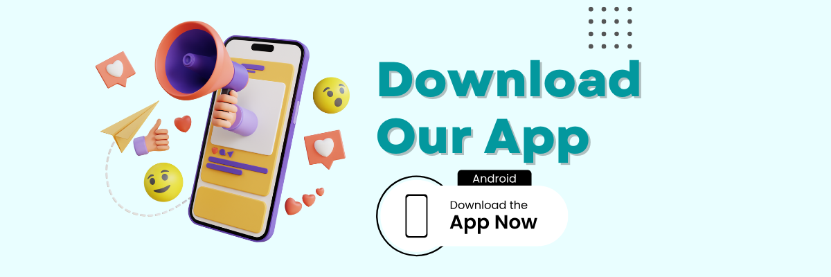 a person holding a megaphone with the words,'download our app