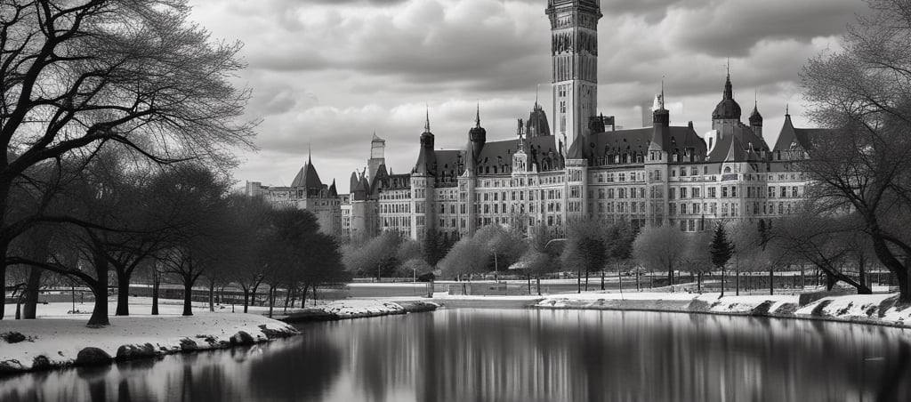 Man walks by a tree, hair blowing.