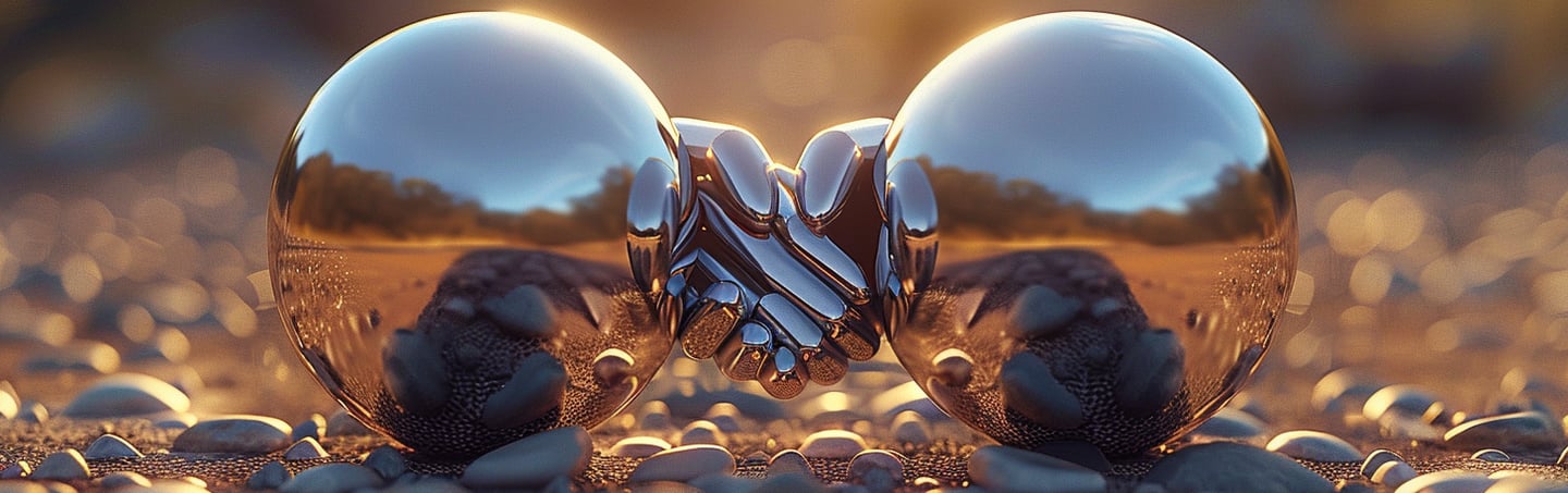 2 boules le tiennent la main