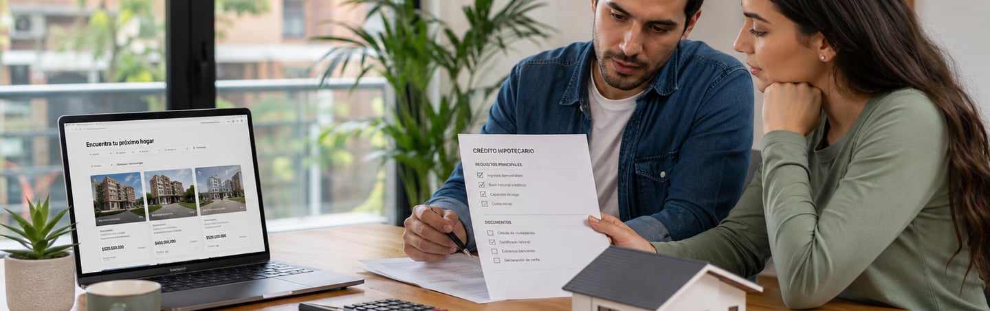 Cálculo de crédito hipotecario con cuota inicial del 15 % para comprar vivienda en Colombia