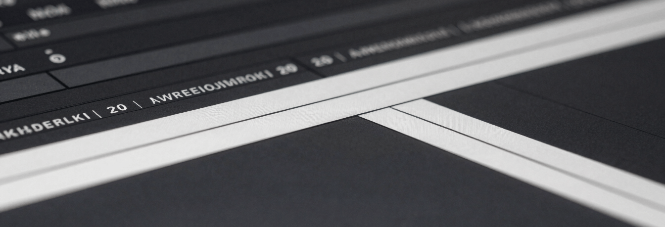 Macro close-up of a dark video editing timeline interface, high-contrast monochrome UI layout, sharp white tracks on deep grey screen, minimalist aesthetic