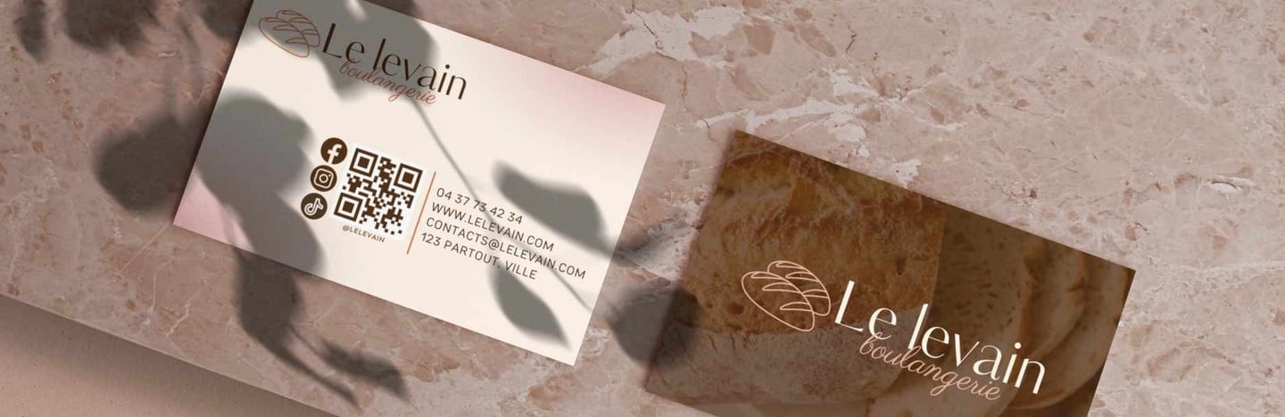 Mock-up d'une carte visite recto/verso d'une identité visuelle de boulangerie