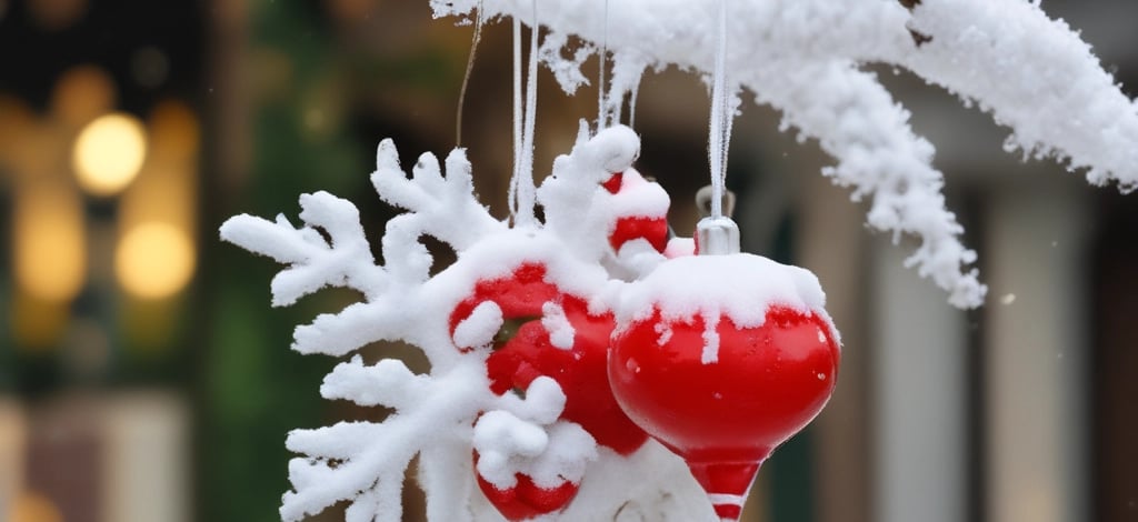 a white church with a gold dome and a christmas tree
