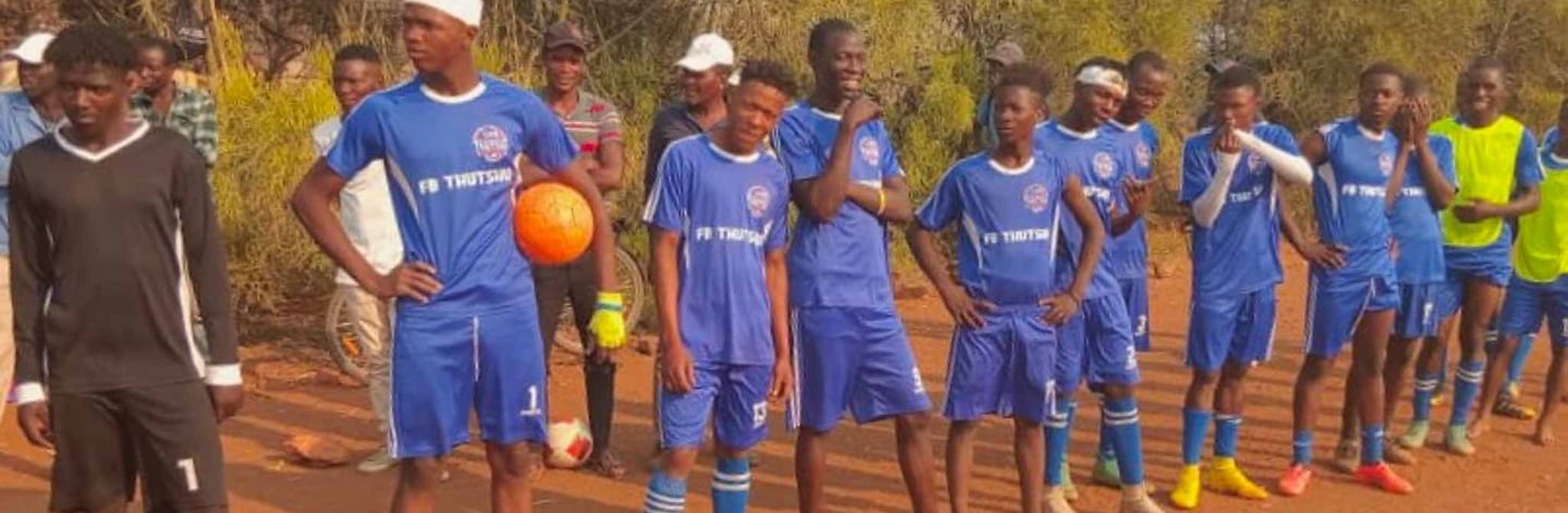 Soccer team lined up before a game