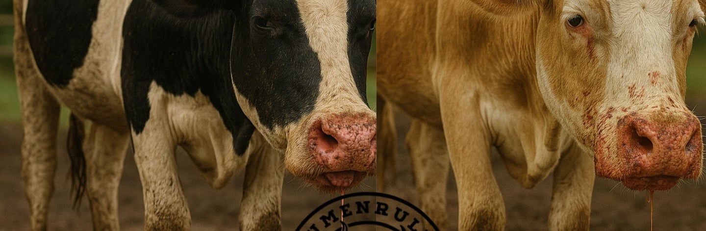 two cows sick of foot and mouth desease