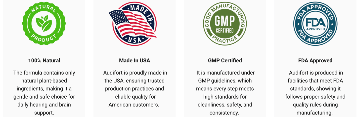100 % natural certification of audifort