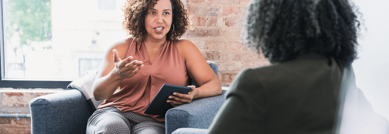 Counsellor speaking to a client