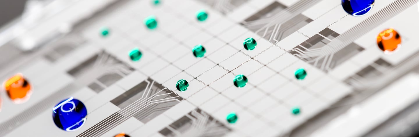 Digital microfluidic device developed by Blue Ocean Technologies for rapid and precise testing.
