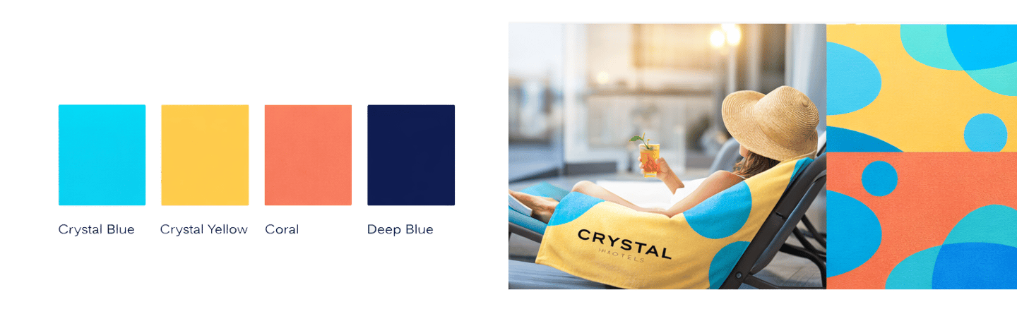 Crystal Hotels kurumsal kimliğinde kullanılan renk paleti ve marka renkleri