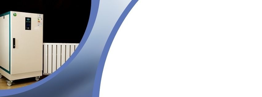 Banner mit einer Lotus Plasma Therme der V Serie und einem Plasmaheizkörper