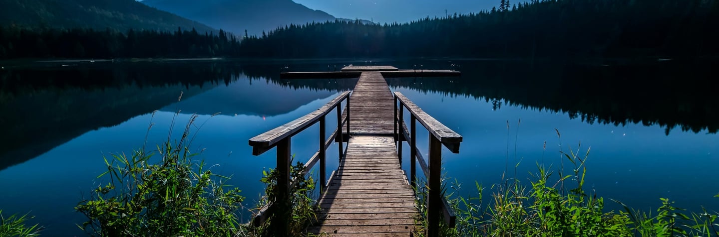 "Beautiful lake and pier in Alabama with a full moon. Relaxation.