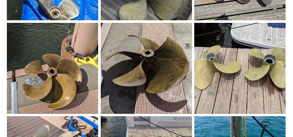 Professional diver removal yacht propeller for fix damagr in West Palm Beach