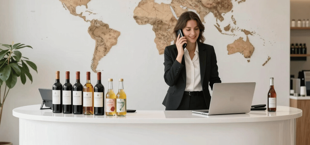 A welcoming office reception area with Aurum Distribution branding and a friendly staff member ready to assist.