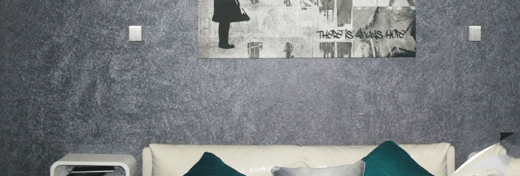 sobre a decoralle.com ambiente com o papel de parede liquido de cor cinza codigo mc15