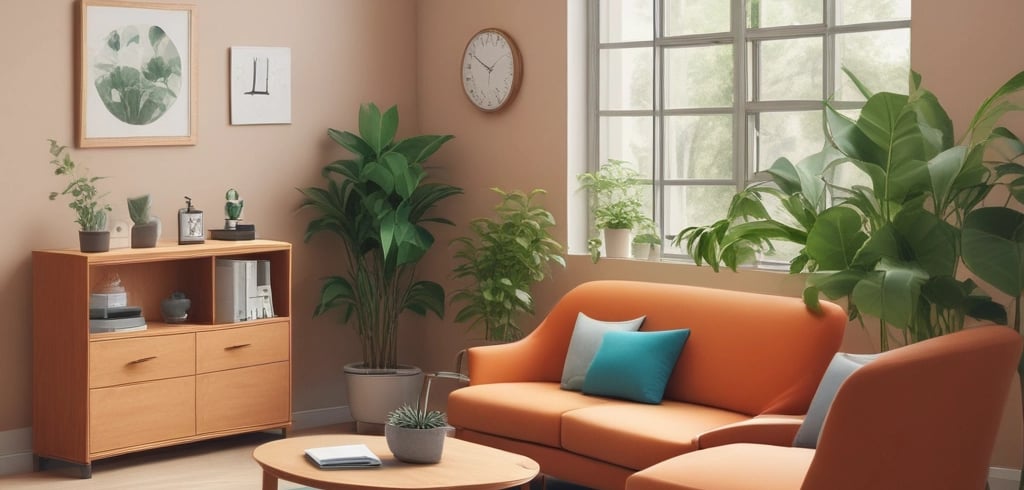 brown wooden table near green plant