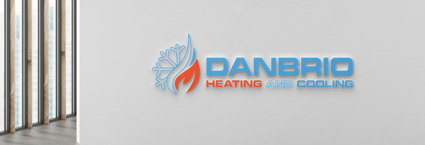 DANBRIO complete logo with symbol on a display at an entrance wall in a rendered photo
