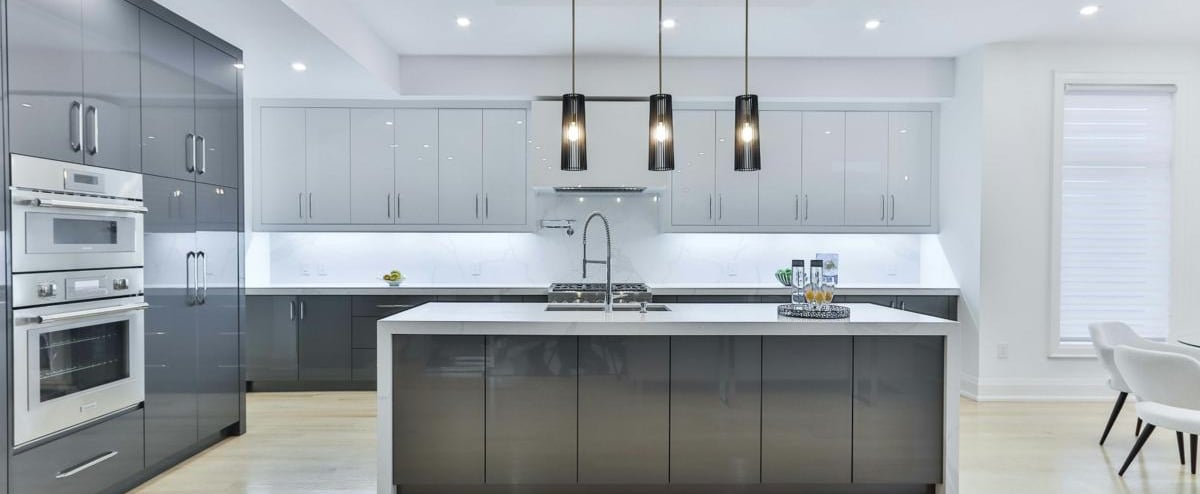 stainless steel kitchen with island sink