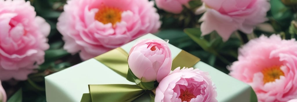 a gift box with a green ribbon tied to it