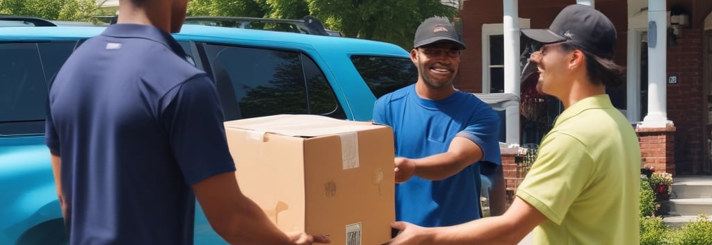 person giving brown box