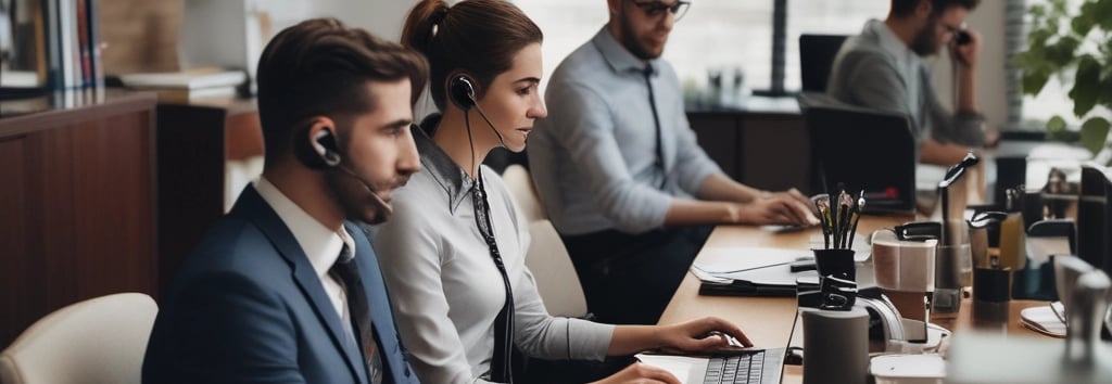 an office with a lot of desks and chairs