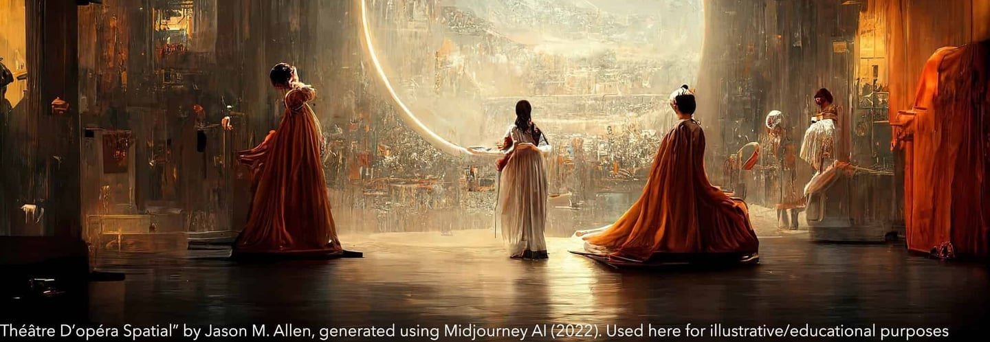 Theatre D'opera Spatial" by Jason M. Allen, generated using Midjourney Al (2022). AI wins painting award with this picture