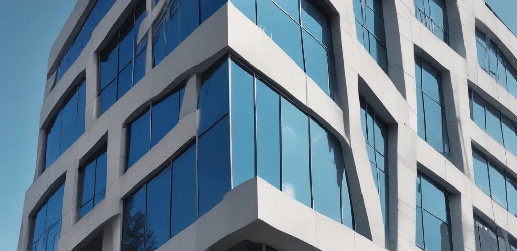 A sleek, modern office building in New Jerseyreflecting the blue sky, symbolizing Advaney Real Estate's professional environment.