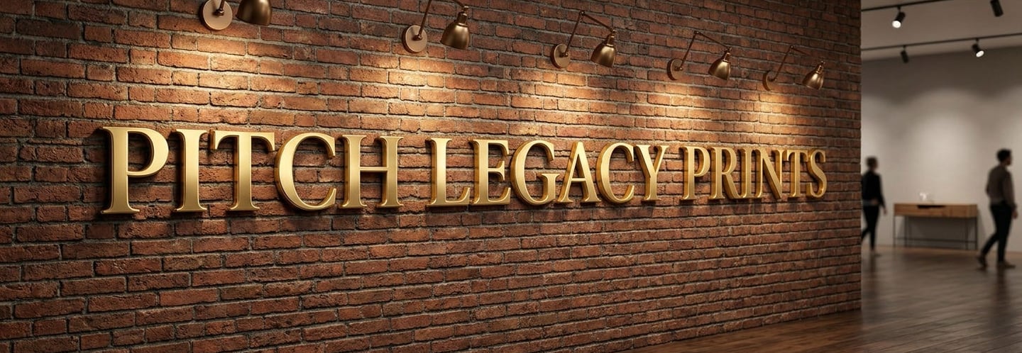 Pitch Legacy Prints title on gallery wall