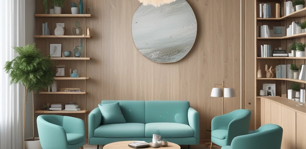 A serene office space with natural light and calming decor for wellness consultations.