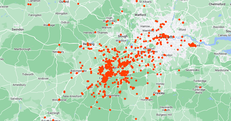 map of happy customers for Leovan Removals