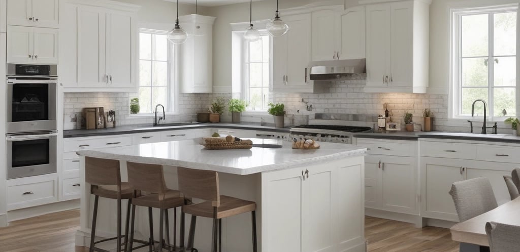 A sleek, modern office desk with a laptop open to a chat screen, softly lit by natural light from a nearby window.