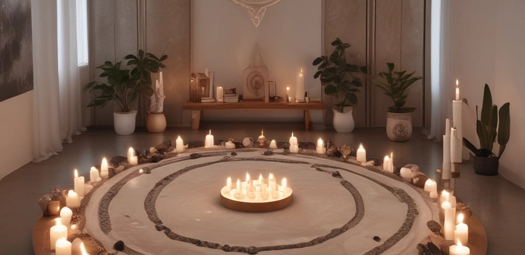A person is giving a massage in a dimly lit room. The focus is on the hands applying pressure on the back of the individual lying down. The atmosphere appears calm and therapeutic.