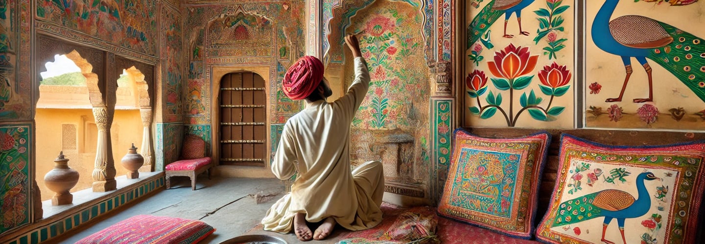a man in a turban sitting on a couch wall art