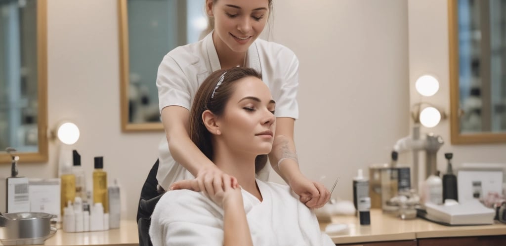 A serene spa setting with soft lighting and calming decor.
