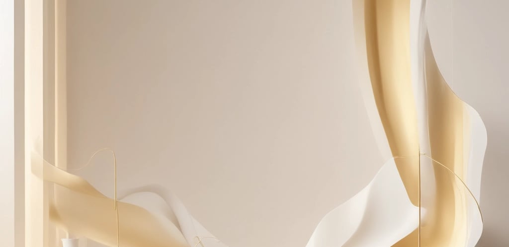 A softly glowing golden feather resting gently on white silk fabric, evoking a sense of calm and grace.