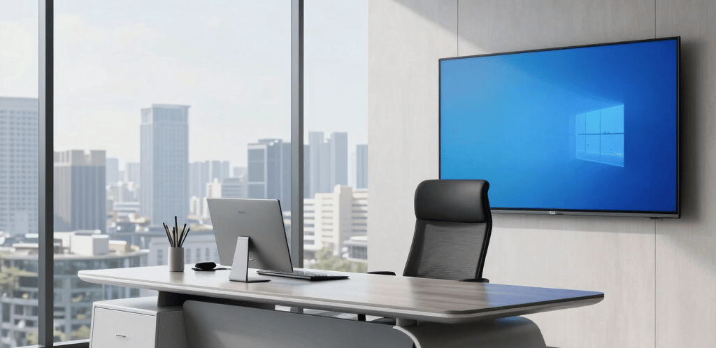 A friendly customer service representative wearing a headset, ready to assist with business software inquiries.