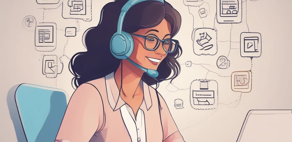 a woman in headphones and a headset with a headset