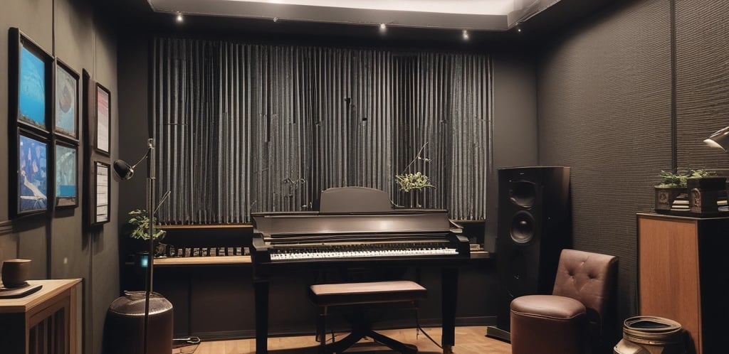 A cozy studio corner with a microphone, headphones, and warm lighting inviting connection.