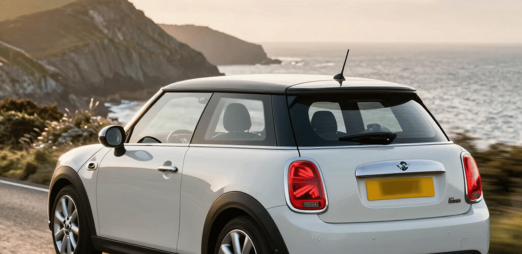 A friendly driving instructor smiling beside a car on a sunny day in Newquay.