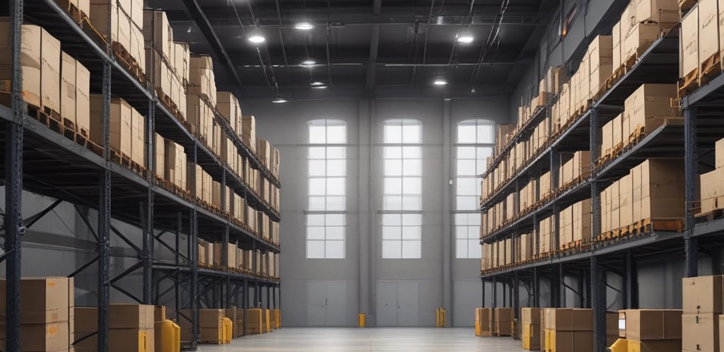 A welcoming modern real estate office with bright lighting and property listings displayed.