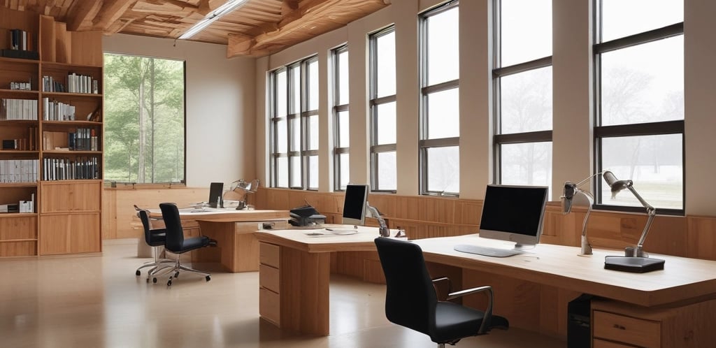 A welcoming wooden workshop entrance with natural light illuminating tools and wooden boards.