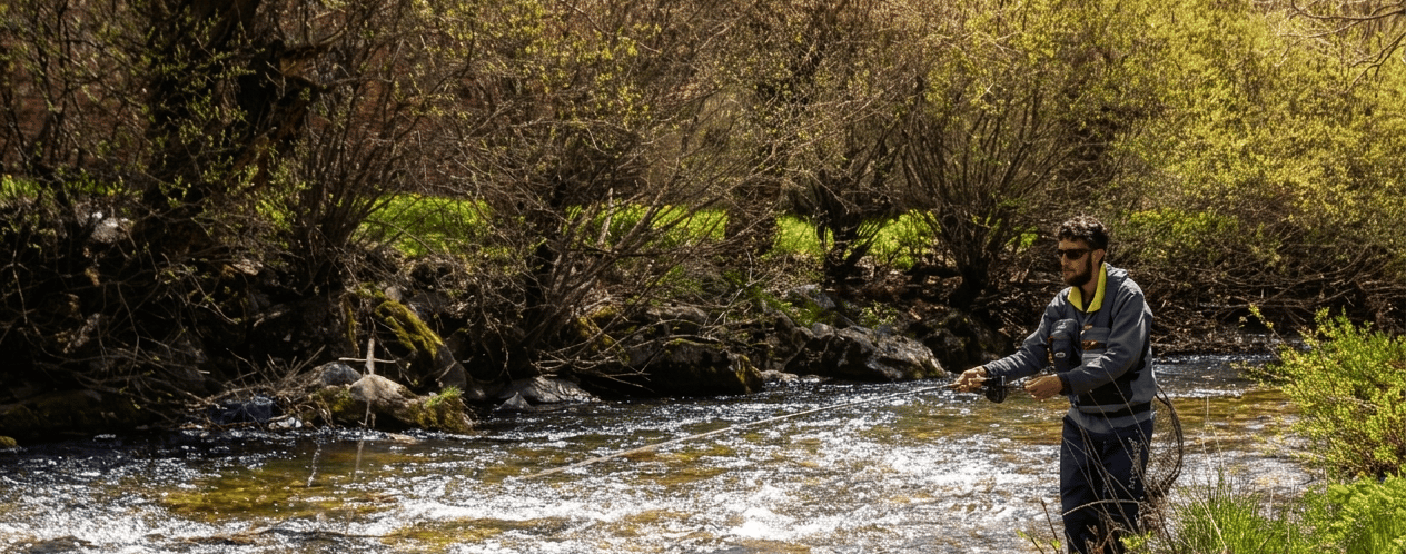 Guia de pesca en un río de León, España